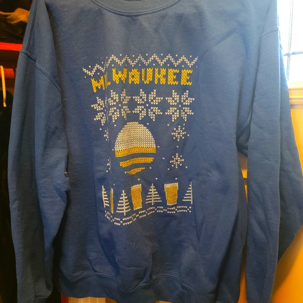 Blue Milwaukee Graphic Men's Ugly Christmas Sweater